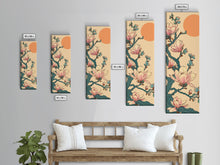 Load image into Gallery viewer, Delicate Magnolia Blossoms in Ukiyo-e Style, Tall Skinny Framed Canvas Print, Japanese Art for Vertical Spaces