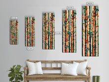 Cargar imagen en el visor de la galería, Colorful Bamboo Forest Skinny Art Ukiyo-e Tall Framed Canvas Print in Bright Autumn Hues