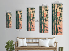 Carregar imagem no visualizador da galeria, Framed Canvas Print Of Bamboo Stalks And Red Sun, Traditional Japanese Style Wall Art Ready To Hang For Asian Inspired Decor