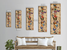 Carregar imagem no visualizador da galeria, Butterflies In Spiral Formation On Light Brown Canvas Tall Art Skinny Art Framed Canvas Print Japanese Style Art Ukiyo-e Wood Block Print