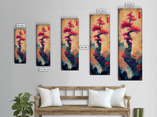 Load image into Gallery viewer, Bonsai Tree With Red Leaves On Gradient Background Wood Block Print Ukiyo-e Wall Art Tall Art Skinny Art Japanese Style