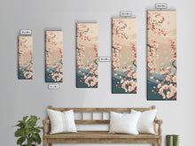Cargar imagen en el visor de la galería, Cherry Blossom Branches Pale Background Japanese Style Tall Skinny Framed Canvas Print Wall Art