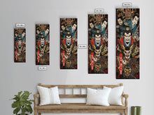 Cargar imagen en el visor de la galería, Fierce Samurai Warriors With Oni Mask Tall Art Ukiyo-e Art Wood Block Print Framed Canvas Print
