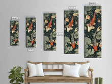 Load image into Gallery viewer, Koi Fish Swimming Gracefully Among Lotus Flowers – Framed Canvas Print Highlighting Skinny Art And Tall Art In Ukiyo-E Art And Japanese Style Art