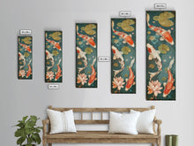 Cargar imagen en el visor de la galería, Graceful Koi Fish Swimming Among Lotus Flowers For Zen-Inspired Wall Art Japanese Style Framed Canvas Print