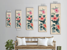 Cargar imagen en el visor de la galería, Floral Bouquet With Pink And Red Flowers - Skinny Art Tall Art Framed Canvas Print Japanese Style Art Ukiyo-e Art