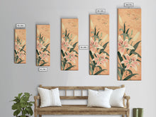 Load image into Gallery viewer, Delicate Lily Flowers Blooming In Japanese Style Ukiyo-e Art Framed Canvas Print Skinny Art Tall Art