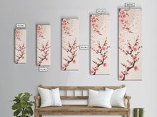 Cargar imagen en el visor de la galería, Cherry Blossom Branches On Canvas In Japanese Ukiyo-e Style, Traditional Woodblock Print, Framed Canvas Print, Tall Skinny Japanese Wall Art, Ready To Hang
