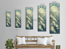 Load image into Gallery viewer, Delicate White Flowers and Full Moon in a Tranquil Night Setting - Skinny Art, Japanese Wall Decor, Framed Canvas Print, Ukiyo-e Style
