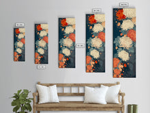 Load image into Gallery viewer, Blooming Chrysanthemums in Rich Autumn Colors - Skinny Art, Japanese Wall Decor, Framed Canvas Print, Ukiyo-e Style