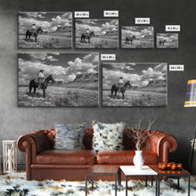 Load image into Gallery viewer, Arizona Cowboy Black and White Photography Print, Framed Canvas Print or Metal Art, Western Decor, Country Art, Living Room Art