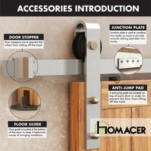 Load image into Gallery viewer, Non-Bypass Sliding Barn Door Hardware Kit - Classic Design Roller - Silver Finish