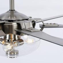 Carregar imagem no visualizador da galeria, 70" Modern Brushed Nickel DC Motor Downrod Mount Ceiling Fan with Lighting and Remote Control