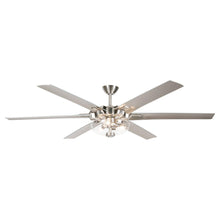 Carregar imagem no visualizador da galeria, 70" Modern Brushed Nickel DC Motor Downrod Mount Ceiling Fan with Lighting and Remote Control