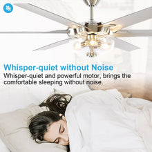 Carregar imagem no visualizador da galeria, 70" Modern Brushed Nickel DC Motor Downrod Mount Ceiling Fan with Lighting and Remote Control