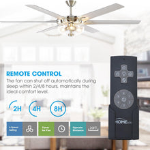 Carregar imagem no visualizador da galeria, 70" Modern Brushed Nickel DC Motor Downrod Mount Ceiling Fan with Lighting and Remote Control