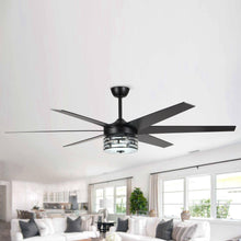 Carregar imagem no visualizador da galeria, 70" Modern DC Motor Downrod Mount Reversible Ceiling Fan with Lighting and Remote Control