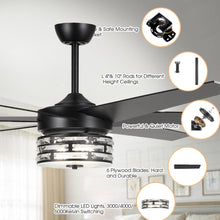 Carregar imagem no visualizador da galeria, 70" Modern DC Motor Downrod Mount Reversible Ceiling Fan with Lighting and Remote Control