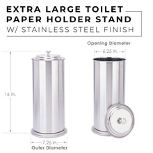 Load image into Gallery viewer, Freestanding Extra Large Toilet Paper Holder  (Stainless Steel Finish)