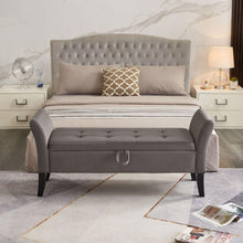 Carregar imagem no visualizador da galeria, 51.5" Bed Bench with Storage Grey Velvet