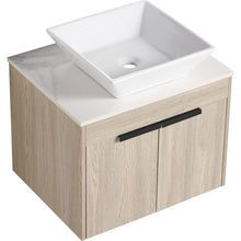 Carregar imagem no visualizador da galeria, 24" Modern Design Float Bathroom Vanity With Ceramic Basin Set, Wall Mounted White Oak Vanity With Soft Close Door, KD-PackingD-Packing Pieces