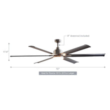 Carregar imagem no visualizador da galeria, 72" Bankston Modern DC Motor Downrod Mount Reversible Ceiling Fan with Lighting and Remote Control