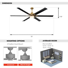 Carregar imagem no visualizador da galeria, 72" Bankston Modern DC Motor Downrod Mount Reversible Ceiling Fan with Lighting and Remote Control