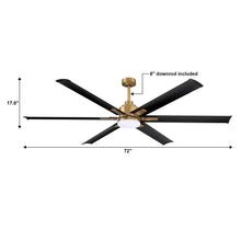 Carregar imagem no visualizador da galeria, 72" Bankston Modern DC Motor Downrod Mount Reversible Ceiling Fan with Lighting and Remote Control