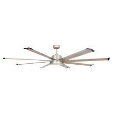 Carregar imagem no visualizador da galeria, 72" Bankston Modern Satin Nickel DC Motor Downrod Mount Ceiling Fan with LED Lighting and Remote Control