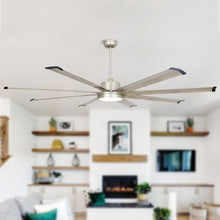 Carregar imagem no visualizador da galeria, 72" Bankston Modern Satin Nickel DC Motor Downrod Mount Ceiling Fan with LED Lighting and Remote Control
