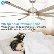 Carregar imagem no visualizador da galeria, 72" Bankston Modern Satin Nickel DC Motor Downrod Mount Ceiling Fan with LED Lighting and Remote Control