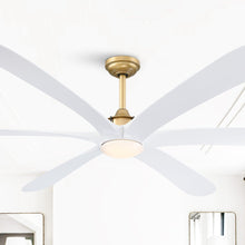 Carregar imagem no visualizador da galeria, 72" Jaydn Farmhouse Satin Nickel DC Motor Downrod Mount Reversible Ceiling Fan with Lighting and Remote Control