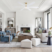 Carregar imagem no visualizador da galeria, 72" Jaydn Farmhouse Satin Nickel DC Motor Downrod Mount Reversible Ceiling Fan with Lighting and Remote Control