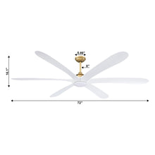 Carregar imagem no visualizador da galeria, 72" Jaydn Farmhouse Satin Nickel DC Motor Downrod Mount Reversible Ceiling Fan with Lighting and Remote Control
