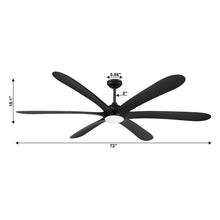 Carregar imagem no visualizador da galeria, 72" Jaydn Farmhouse Satin Nickel DC Motor Downrod Mount Reversible Ceiling Fan with Lighting and Remote Control