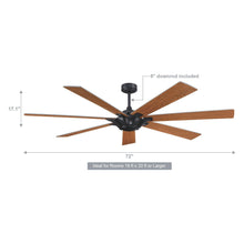 Carregar imagem no visualizador da galeria, 72" Farmhouse DC Motor Brushed Nickel Downrod Mount Reversible Ceiling Fan with Remote Control