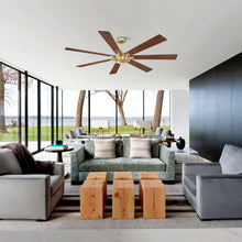 Carregar imagem no visualizador da galeria, 72" Farmhouse DC Motor Brushed Nickel Downrod Mount Reversible Ceiling Fan with Remote Control