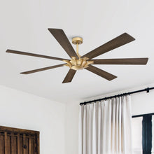 Carregar imagem no visualizador da galeria, 72" Farmhouse DC Motor Brushed Nickel Downrod Mount Reversible Ceiling Fan with Remote Control