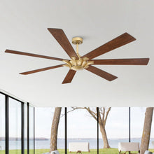 Carregar imagem no visualizador da galeria, 72" Farmhouse DC Motor Brushed Nickel Downrod Mount Reversible Ceiling Fan with Remote Control