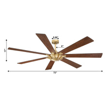 Carregar imagem no visualizador da galeria, 72" Farmhouse DC Motor Brushed Nickel Downrod Mount Reversible Ceiling Fan with Remote Control