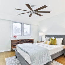 Carregar imagem no visualizador da galeria, 72" Farmhouse DC Motor Brushed Nickel Downrod Mount Reversible Ceiling Fan with Remote Control