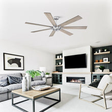 Carregar imagem no visualizador da galeria, 72" Farmhouse DC Motor Brushed Nickel Downrod Mount Reversible Ceiling Fan with Remote Control