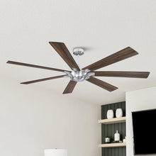 Carregar imagem no visualizador da galeria, 72" Farmhouse DC Motor Brushed Nickel Downrod Mount Reversible Ceiling Fan with Remote Control
