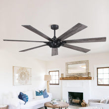 Carregar imagem no visualizador da galeria, 72" Farmhouse DC Motor Brushed Nickel Downrod Mount Reversible Ceiling Fan with Remote Control