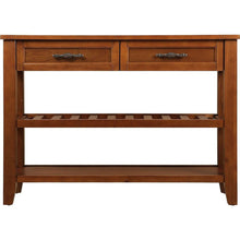Load image into Gallery viewer, Console Sofa Table with 2 Storage Drawers and 2 Tiers Shelves, Mid-Century Style 42" Solid Wood Buffet Sideboard for Living Room Furniture Kitchen Dining Room Entryway Hallway, Brown