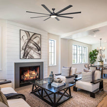 Carregar imagem no visualizador da galeria, 75" Industrial DC Motor Downrod Mount Reversible Ceiling Fan with Lighting and Remote Control