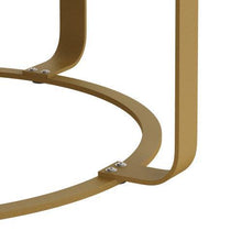 Carregar imagem no visualizador da galeria, 31.5" Modern round coffee table Wooden carving pattern coffee table with metal legs for living room reception room office Golden