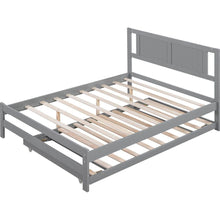 Carregar imagem no visualizador da galeria, Full Size Platform Bed with Adjustable Trundle, Gray