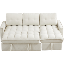 Carregar imagem no visualizador da galeria, 78.75" Reclining Sofa, Pull-Out Sofa Bed with USB and tape-c charging ports, L-Shaped Sectional Sofa with Reclining Storage and Arm Side Organizer Pocket Features, Living Room Comfort Sofa