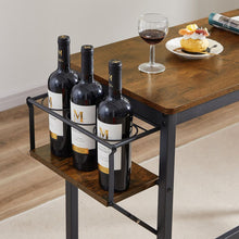 Load image into Gallery viewer, Bar Table Set with wine bottle storage rack. Rustic Brown, 47.24" L x 15.75" W x 35.43" H.